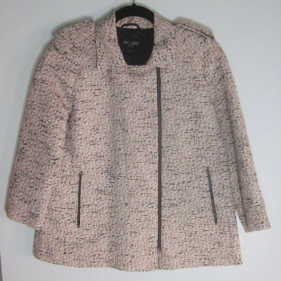 Hobbs London Jackets & Blazers - Hobbs London Womens Size 10 Zip Front Blazer Jacket Textured Orange 3/4 Sleeve
